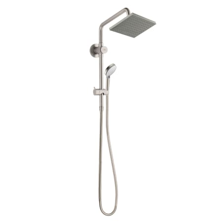 Hansgrohe Vernis External Shower Pipe with 1.75 GPM Single Function Rain Shower Head and Hand Shower - Less Shower Trim and Rough In Brushed Nickel