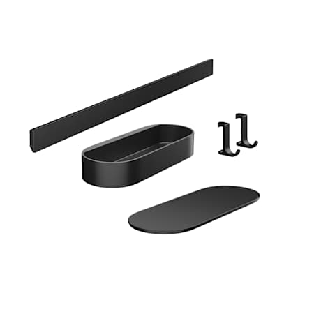 Hansgrohe WallStoris 4 Piece Shower Package with Shallow Basket, Basket Cover, Hooks and Wall Bar Matte Black