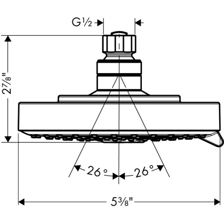 Hansgrohe-HSO-S-T01-Shower Head Dimensional Drawing