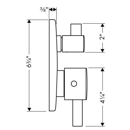 Hansgrohe-HSO-S-T01-Thermostatic Trim with Volume Control Dimensional Drawing