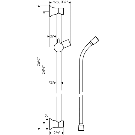 Hansgrohe-HSS-C-T02-Slide Bar Dimensional Drawing