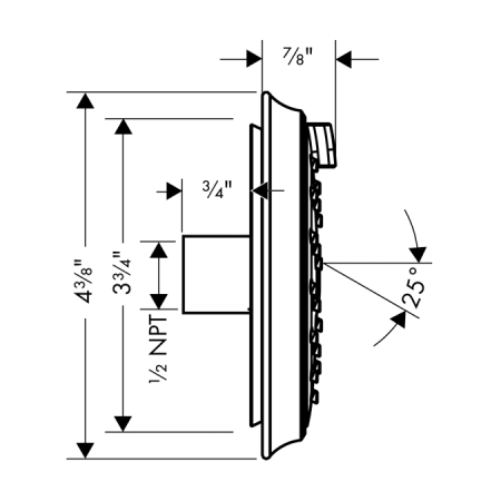 Hansgrohe-HSS-C-T03-Body Spray Dimensional Drawing