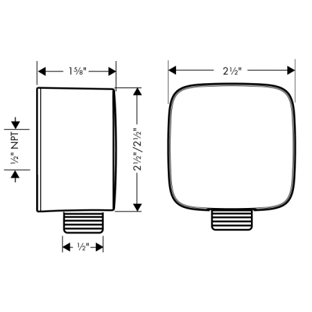 Hansgrohe-HSS-PuraVida-T02-Wall Supply with Check Valves Dimensional Drawing