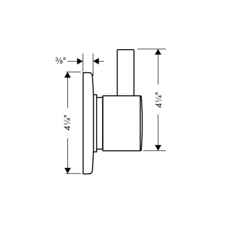 Hansgrohe-HSS-S-T03-Diverter Valve Trim Dimensional Drawing