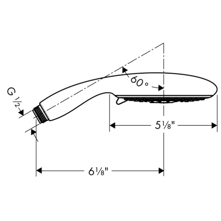 Hansgrohe-HSS-SE-T02-Handshower Dimensional Drawing