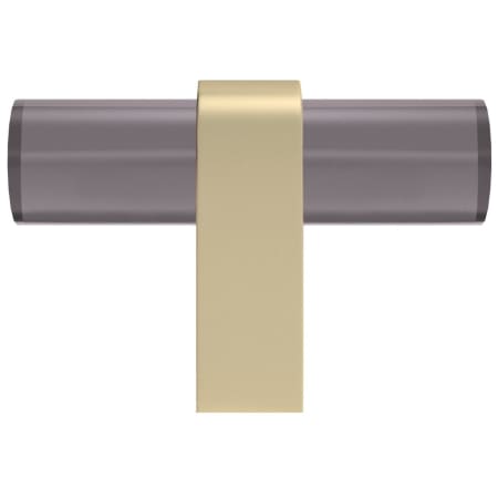 Hapny Home Clarity 2" Wide Solid Brass and Smoke Acrylic Luxury Modern T Bar Cabinet Knob / Drawer Knob Smoke / Satin Brass