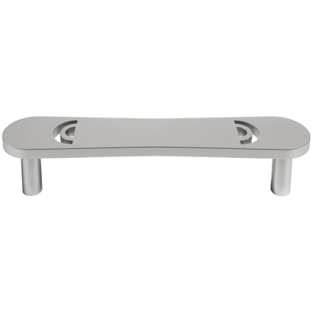 Hapny Home Horizon 4" Center to Center Solid Brass Designer Flat Bar Cabinet Pull with Cut Outs Satin Nickel