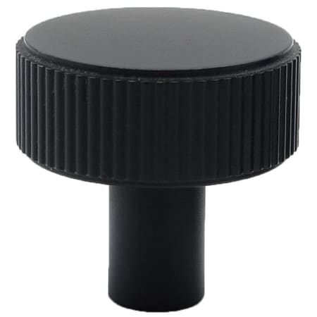 Hapny Home Ribbed 1-3/8" Flat Ridged Round Solid Brass Coin Knurled Mushroom Cabinet Knob / Drawer Knob Matte Black