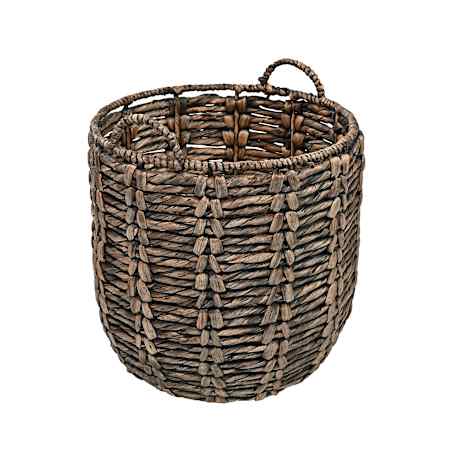 happimess Laurel 17" Wide Metal and Water Hyacinth Basket Brown