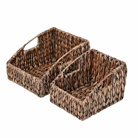 happimess Havanah 11" Wide Metal and Water Hyacinth Basket - Set of 2 Brown