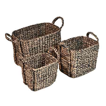 happimess Clara 16" Wide Water Hyacinth Basket - Set of 3 Brown