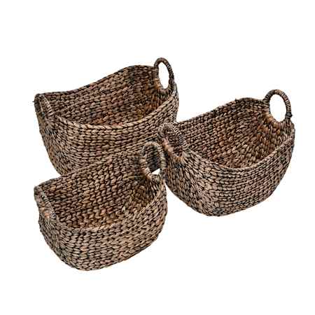 happimess Nellie 17" Wide Water Hyacinth Basket - Set of 3 Brown