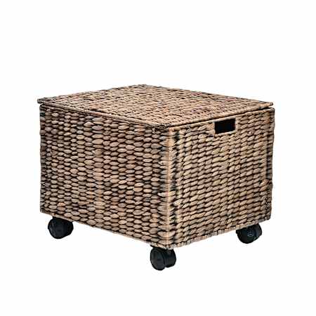 happimess Ashton 18" Wide Metal and Water Hyacinth Basket Brown