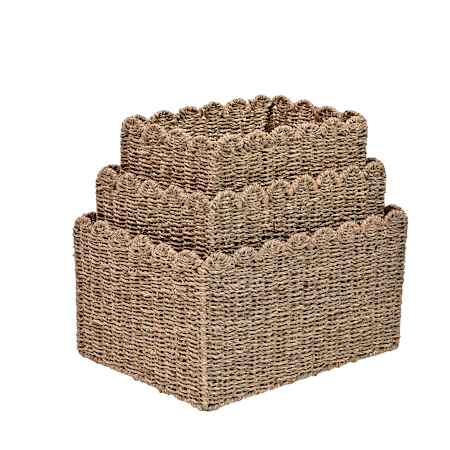 happimess Arden 17" Wide Metal and Seagrass Basket - Set of 3 Natural