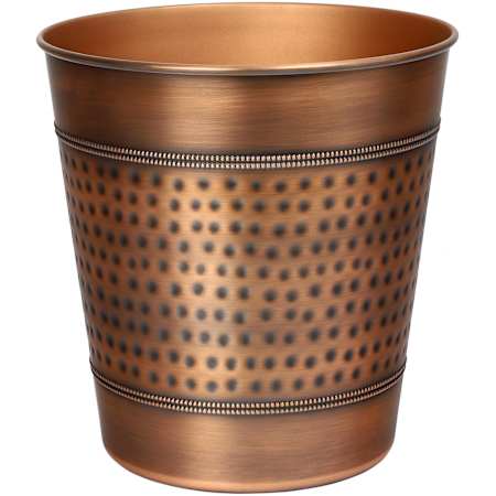 happimess Riley 7.9 Liter Stainless Steel Free Standing Banded Textured Trash Can Antique Copper