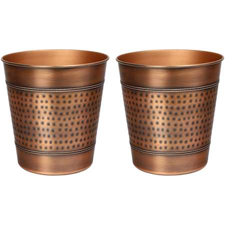 happimess Riley 7.9 Liter Stainless Steel Free Standing Banded Textured Trash Can - Set of 2 Antique Copper