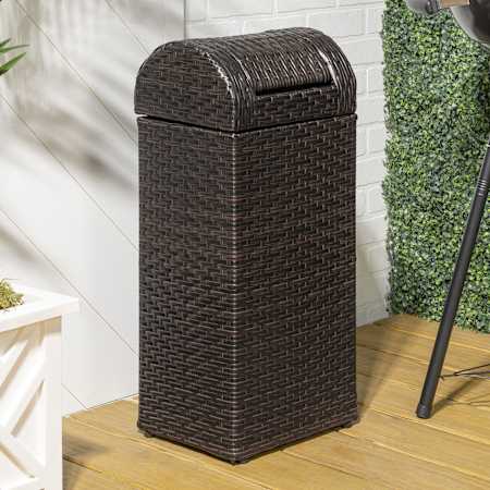 happimess Darla 54 Liter Metal and Polyethylene Free Standing Trash Can Brown