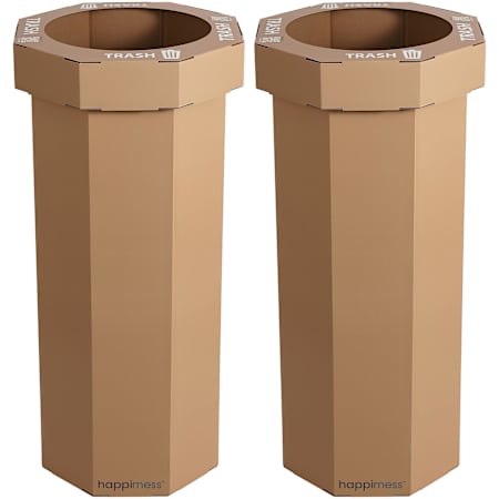 happimess Fleur 94.6 Liter Cardboard Free Standing Compact and Reusable Trash Can - Set of 2 Brown