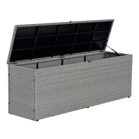 happimess Nino 59-1/16" Wide Metal and Synthetic Rattan Storage Box Gray