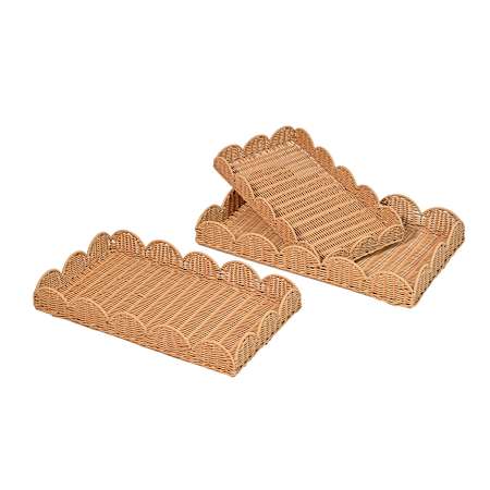 happimess Parker 24" Wide Metal and Resin Decorative Tray - Set of 3 Brown