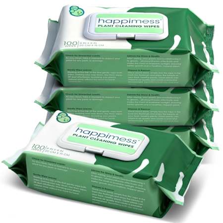happimess Essential Oil Infused Plant Cleaning Wipes, Remove Dust, Dirt, Water Spots and Restore Natural Leaf Shine (4 Pack, 400 Count) Natural Leaf Shine