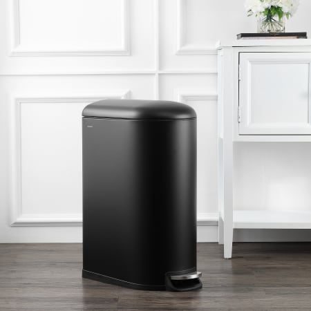 happimess Roland 9.8 Liter ABS, Polypropylene, and Stainless Steel Free Standing Trash Can with Hands-Free Step Pedal Black