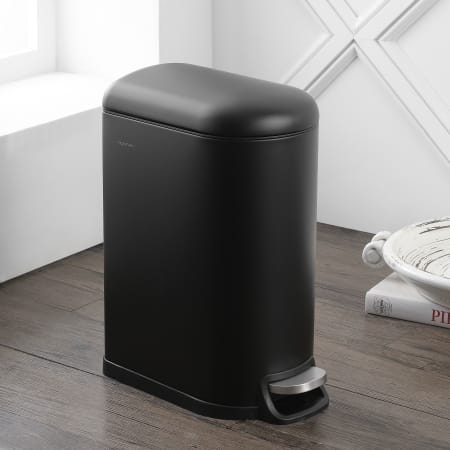 happimess Roland 10.6 Gallon Step Open Soft Close Trash Can
 Black