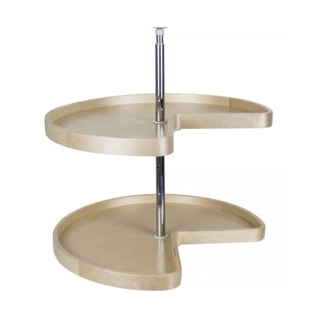 Hardware Resources 32 Inch Kidney Shaped Birch Wood Lazy Susan Two Shelf Set Wood