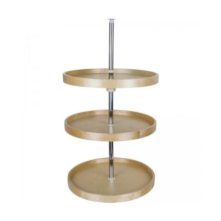 Hardware Resources 20 Inch Full Circle Birch Wood Lazy Susan Three Shelf Set Wood