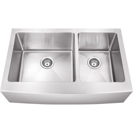 Hardware Resources Stainless Steel 35-7/8"L x 20-3/4"W 60L/40R Apron Front Farmhouse Double Bowl Kitchen Sink - 16 Gauge Drop In Stainless Steel