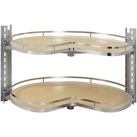 Hardware Resources CORNERMAX 32" W Kidney 2 Tier Side Mount Double Lazy Suzan for 36" Base Corner Cabinets UV Coated