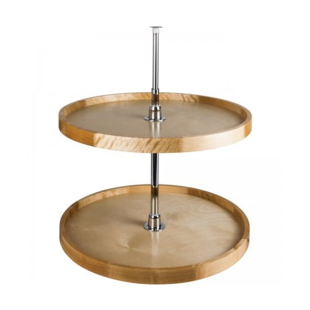 Hardware Resources 18 Inch Full Circle Birch Wood Lazy Susan Two Shelf Set with Metal Hubs Wood