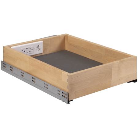 Hardware Resources Powered Organizer 15" Wide Charging Drawer for Kitchen with In Drawer Outlets & Charging Ports, and Soft Close Slides UV Coated