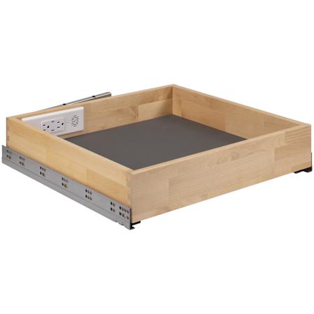 Hardware Resources Powered Organizer 21" Wide Charging Drawer for Kitchen with In Drawer Outlets & Charging Ports, and Soft Close Slides UV Coated