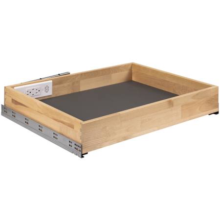 Hardware Resources Powered Organizer 27" Wide Charging Drawer for Kitchen with In Drawer Outlets & Charging Ports, and Soft Close Slides UV Coated