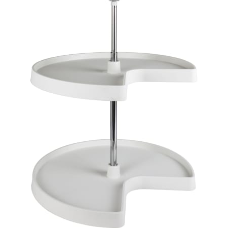 Hardware Resources 32 Inch Kidney Shaped 2 Shelf Lazy Susan Set with Adjustable 20.75-38 Inch Pole White