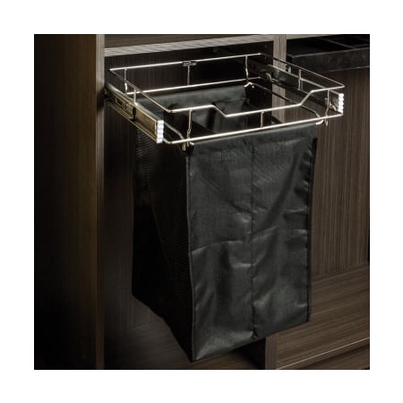 Hardware Resources 17 Inch Wide Top Mount Base Cabinet Pull Out Cloth Hamper Polished Chrome