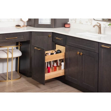 Hardware Resources Powered Organizer 11" Wide Plug-In No Wiggle Bathroom Vanity Pull Out Organizer for 15" Standard Door/Drawer Base Cabinet UV Coated Light Wood
