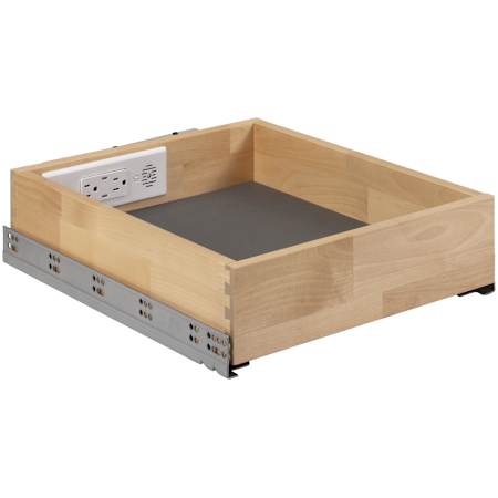 Hardware Resources Powered Organizer 15" Wide Soft Close Vanity/Kitchen Cabinet Drawer with (2) 12-Amp Outlets and (2) 30W USB-C Ports UV Coated