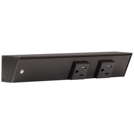Hardware Resources 9" APT Series Slim Angle Power Strip, Left Entry Black
