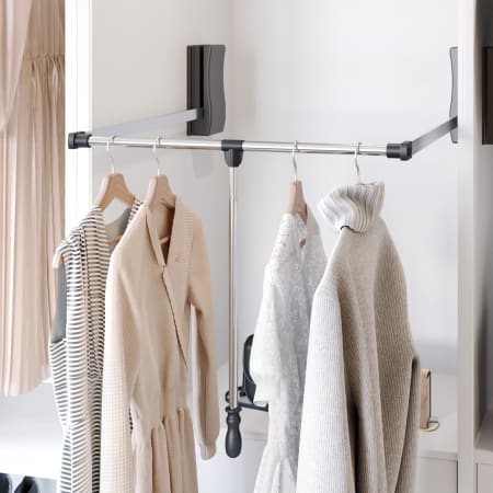 Hardware Resources Expanding 21" to 24" Wide Pull Down Clothes Closet Rod Wardrobe Lift - 45 lb Capacity Chrome