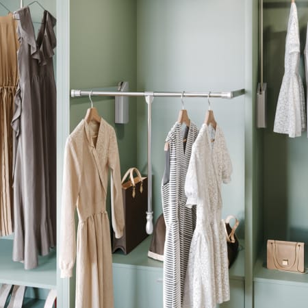 Hardware Resources Expanding 25-1/2" to 35" Wide Wide Pull Down Soft Close Wardrobe Lift Closet Clothes Rod - 45 Lb Capacity Polished Chrome