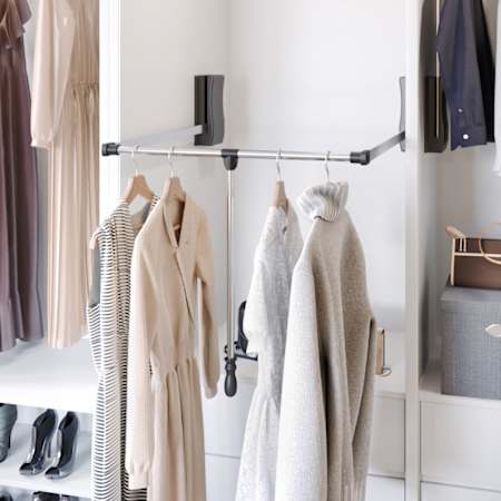 Hardware Resources Contemporary Adjustable 32" - 48" W Hydraulic Pull Down / Drop Down Closet Rod with Handle / Wardrobe Lift Chrome