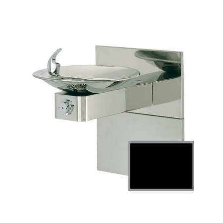 Haws Wall Mounted Polished Stainless Steel Drinking Fountain with Sculpted Bowl and Back Plate Black