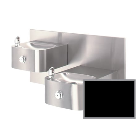 Haws Hi-Lo Barrier-Free, Wall Mounted, Dual 18 gauge satin finish stainless steel Drinking Fountains with a Back Panel, and 100% Lead-Free Waterways. Black