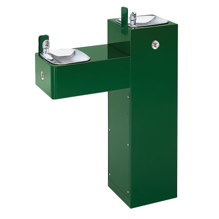 Haws Floor Mounted Freeze Resistant Galvanized Steel Bi-Level Drinking Fountain with Protective Powder-Coating Green