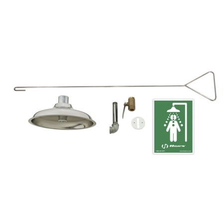 Haws Concealed ceiling supply drench shower with stainless steel Shower Head and extra long pull rod. Stainless Steel