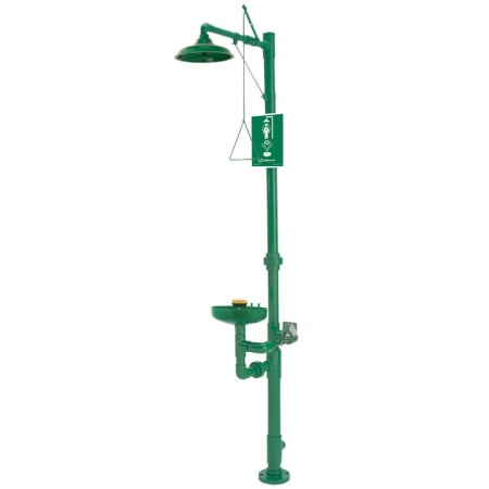 Haws Corrosion-resistant, PVC plastic combination shower and eye/face wash with AXION MSR™ eye/face wash and shower head, and green epoxy coating. Stainless Steel