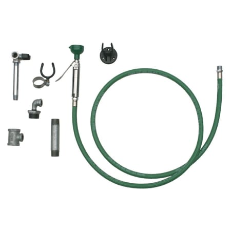 Haws Body spray unit with Feather-Flo ABS plastic head, stay open squeeze lever valve, 8 foot hose, and installation kit. Plastic