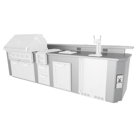 Hestan 146 Inch Wide Outdoor Living Suite with Stainless Steel Countertop and Beverage Dispenser Cutout Stainless Steel